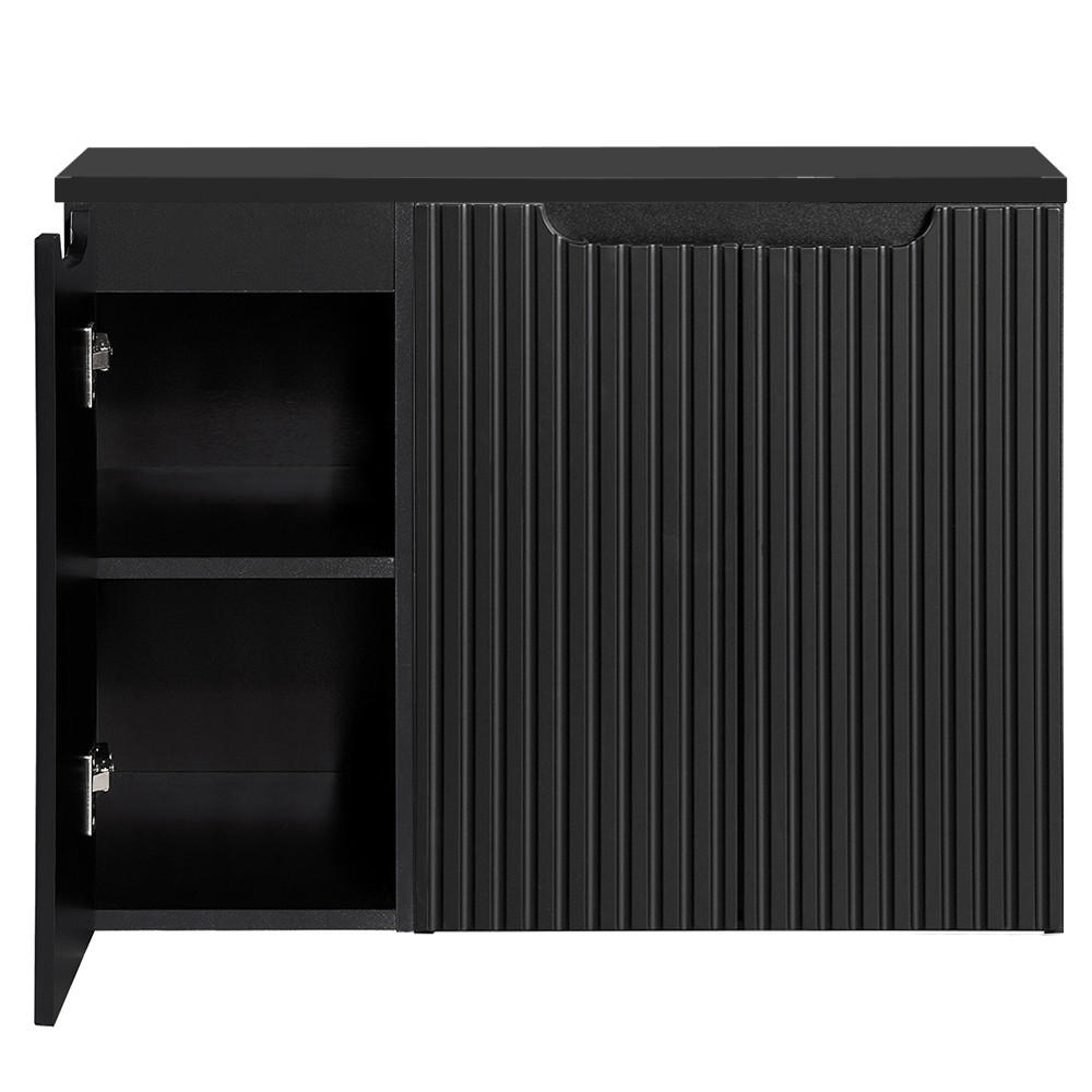 WASCHBECKENSCHRANK Newport-56 - Schwarz, Holzwerkstoff (80/60/40cm) - Lomado