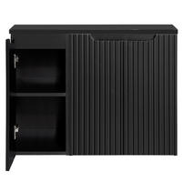 WASCHBECKENSCHRANK Newport-56 - Schwarz, Holzwerkstoff (80/60/40cm) - Lomado