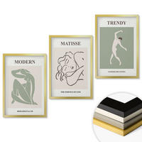 WANDBILDER 3er Set - 40x60 cm Goldrahmen - Stilvolle minimalistische Charaktere - Goldfarben, Kunststoff (40/60cm) - ArtPrintCave
