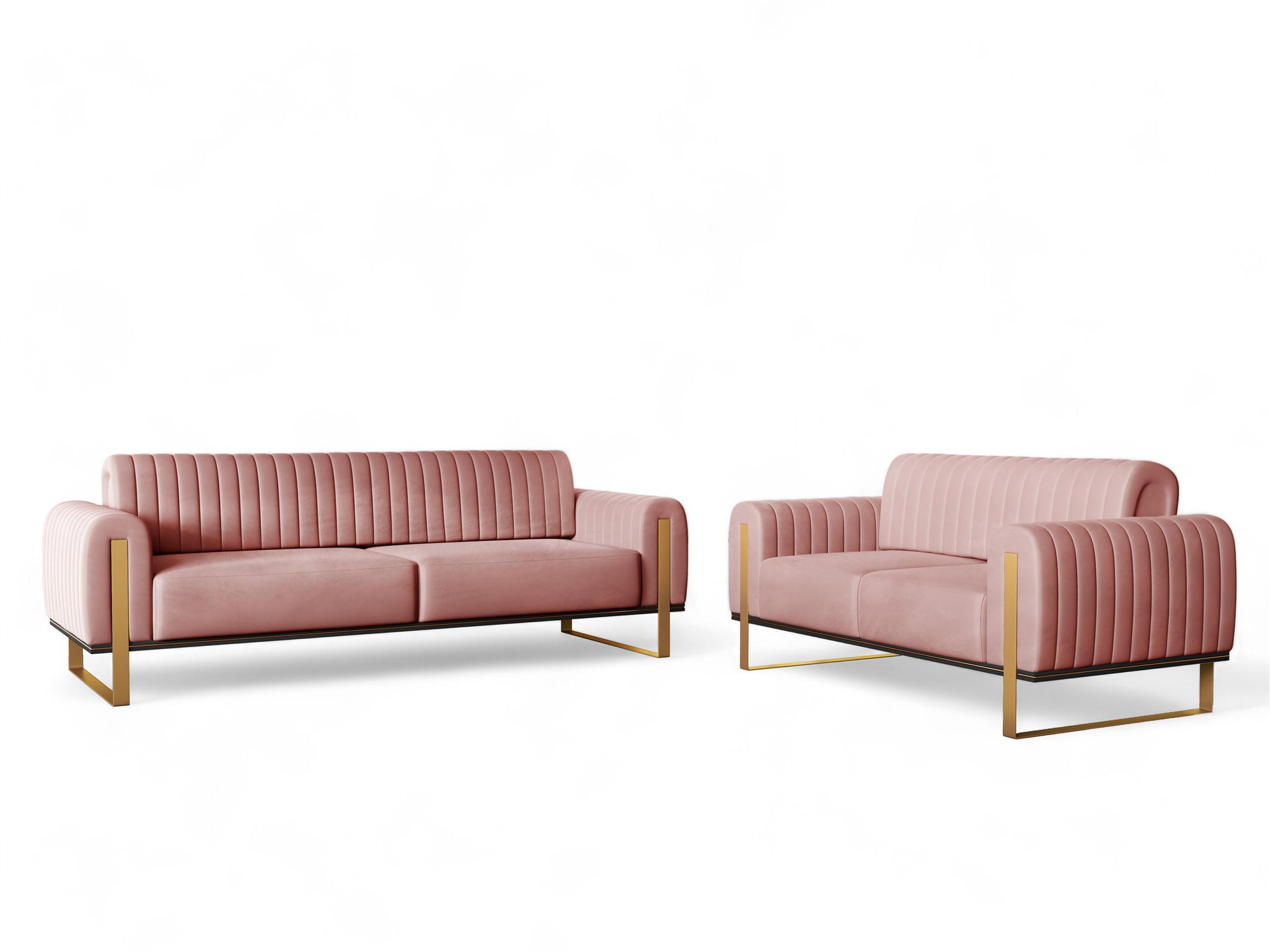 SOFASET Valerie 3-2 - Altrosa, Holzwerkstoff/Textil (228/79/90cm) - Fun Möbel