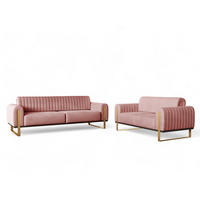 SOFASET Valerie 3-2 - Altrosa, Holzwerkstoff/Textil (228/79/90cm) - Fun Möbel