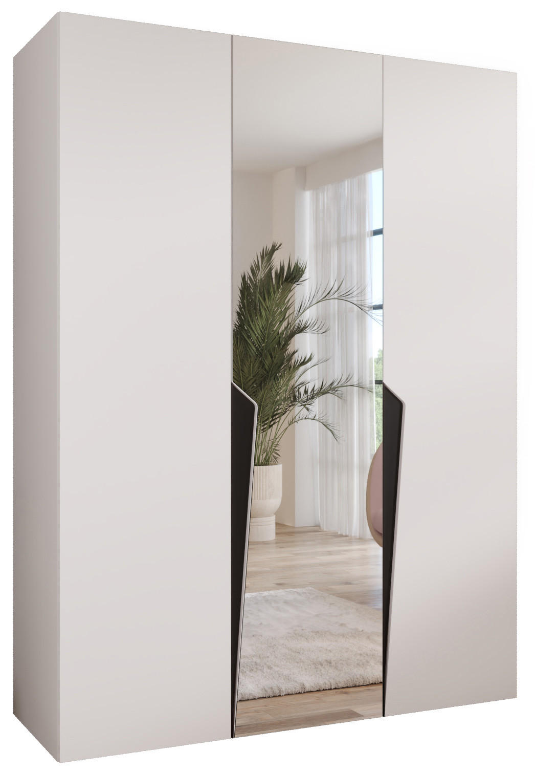 DREHTÜRENSCHRANK 202/150/52 3-türig - Schwarz/Weiß, Holz/Metall (150/202/52cm) - Abiks Möbel