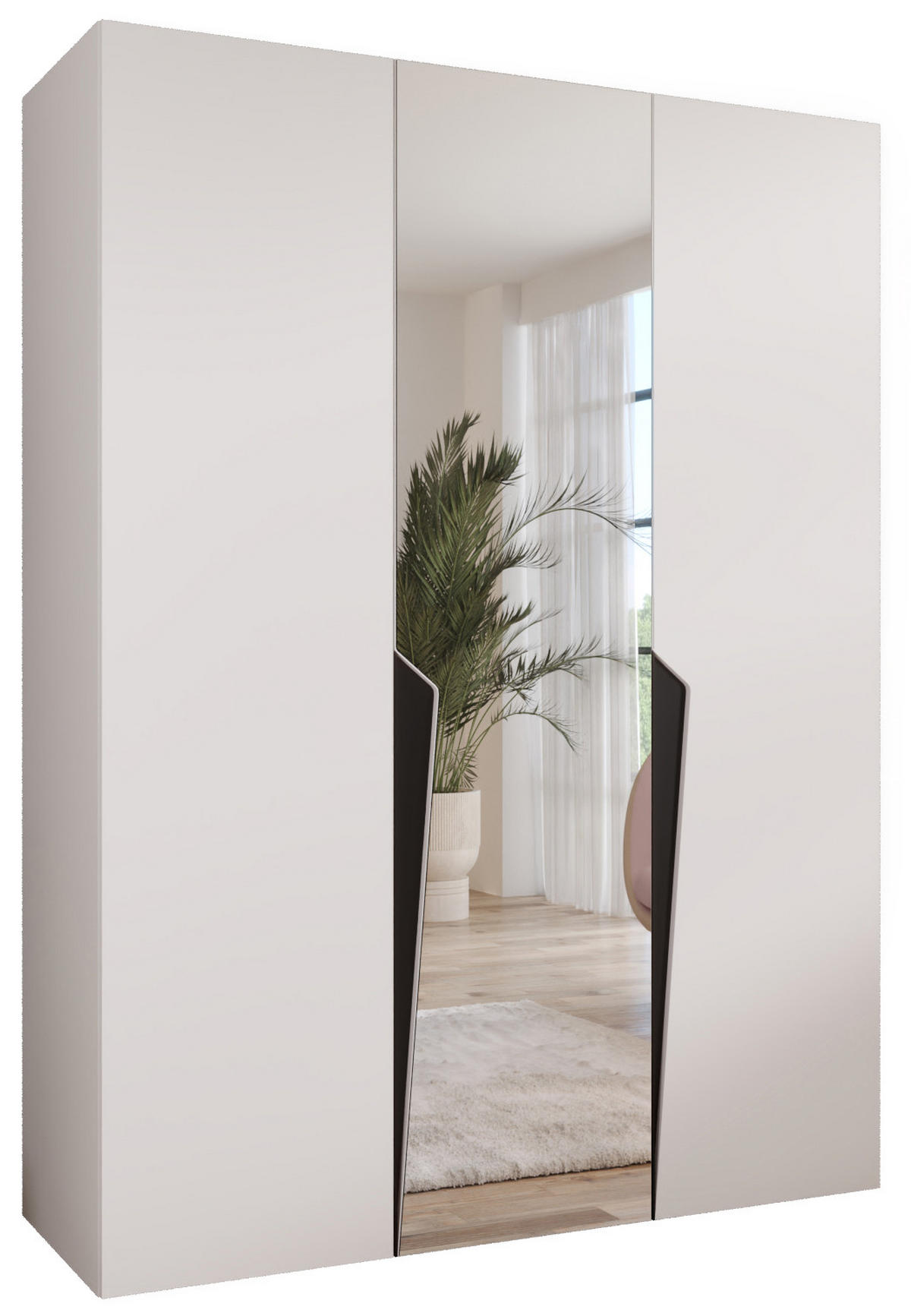 DREHTÜRENSCHRANK 202/150/52 3-türig - Schwarz/Weiß, Holz/Metall (150/202/52cm) - Abiks Möbel