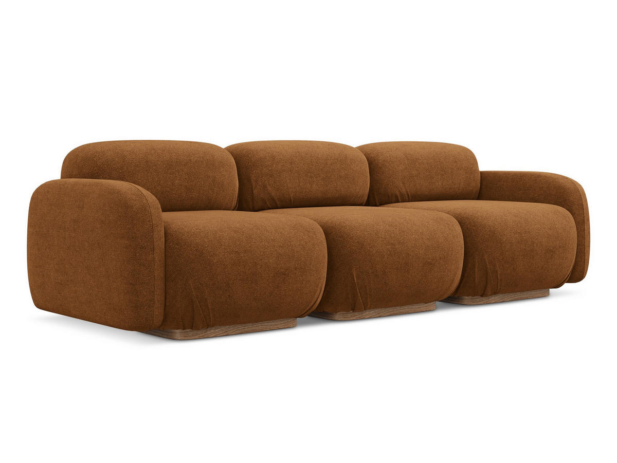 4-SITZER-SOFA Bouclé Stoff Orange - Pink/Terra cotta, Holz/Textil (270/73/95cm) - Makamii
