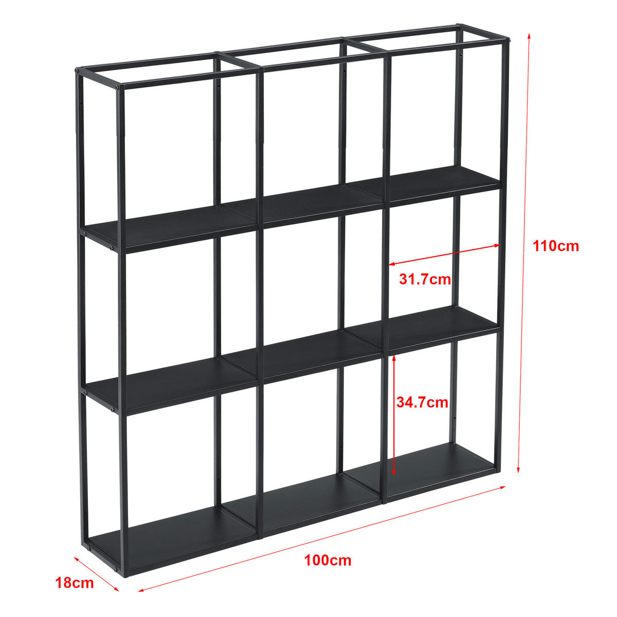WANDREGAL Jelsa - Schwarz, Metall (100/110/18cm) - [en.casa]