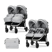 GESCHWISTERKINDERWAGEN DUO grau hellgrau klappbar verstellbar Fußabdeckung Wickeltasche - Silberfarben, Metall (76/88/105cm) - Lorelli