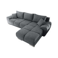 ECKSOFA beidseitig montierbar, Schlaffunktion mit Bettkasten - Chromfarben/Dunkelgrau, Textil (289/189cm) - ed exciting design