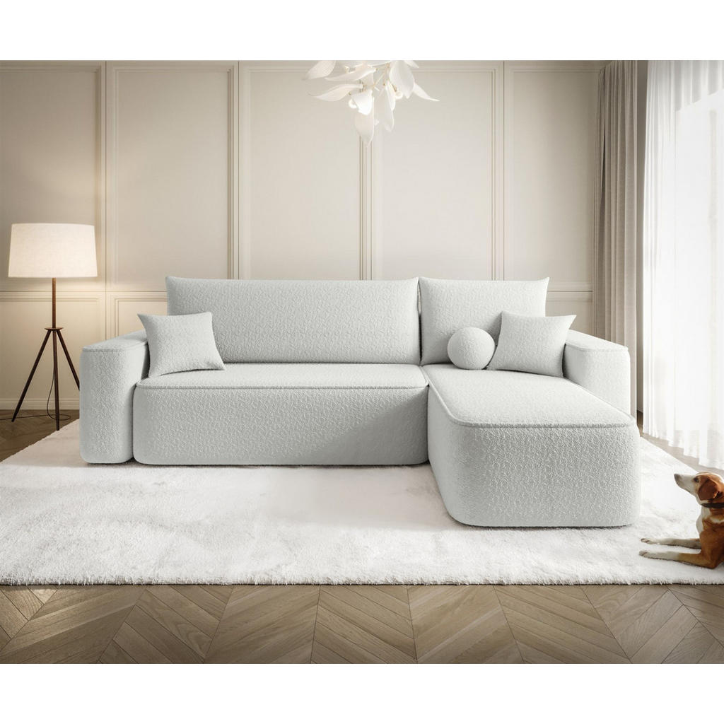 Thumbnail - Fun Möbel Ecksofa, Weiß, Textil, Ottomane rechts, 250x150 cm, Wohnzimmer, Sofas & Couches, Wohnlandschaften, Ecksofas
