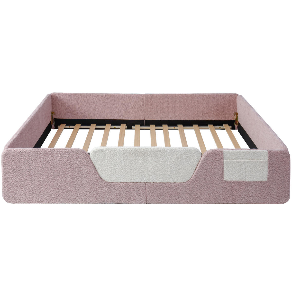 KINDERBETT 140/190 cm in Rosa mit Abnehmbaren Seitengittern und Stofftasche Samt - Rosa, Holzwerkstoff/Textil (140/190cm) - CHICFURN
