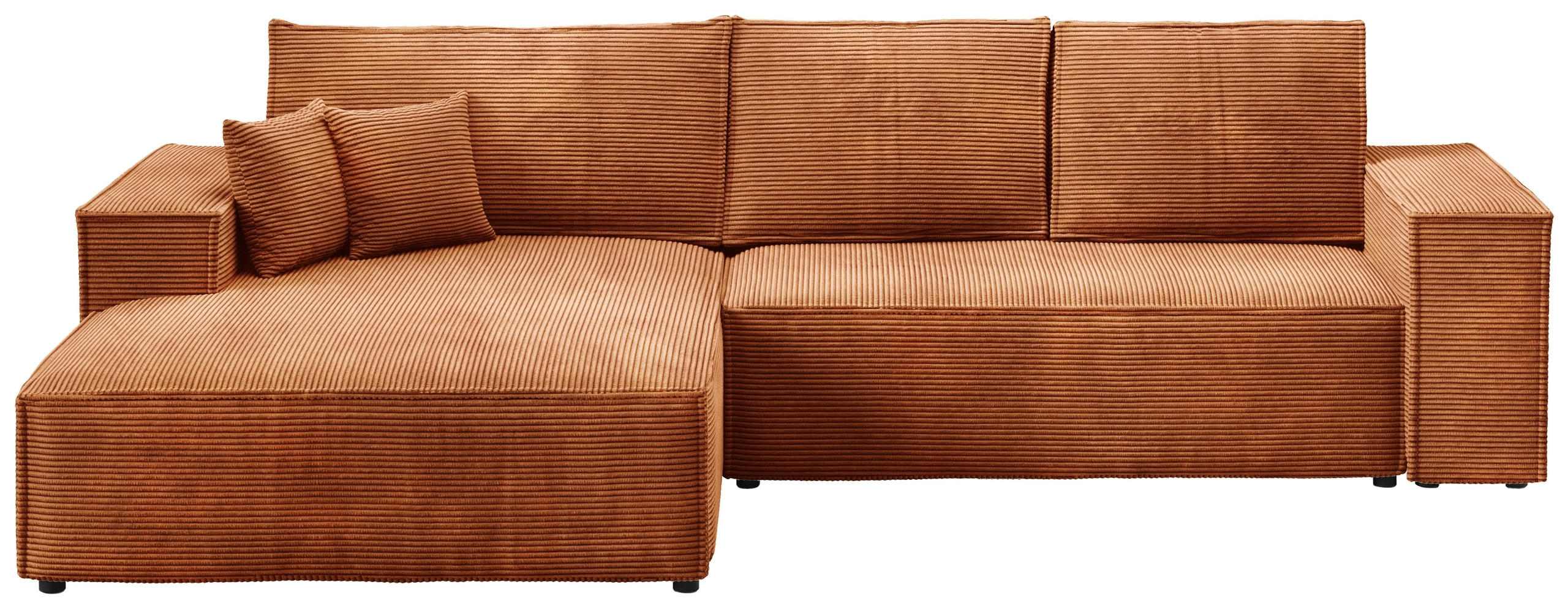 ECKSOFA Pablo mit Schlaffunktion Orange Cord - Orange, Textil (294/185cm) - Bromarkt