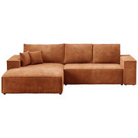 ECKSOFA Pablo mit Schlaffunktion Orange Cord - Orange, Textil (294/185cm) - Bromarkt