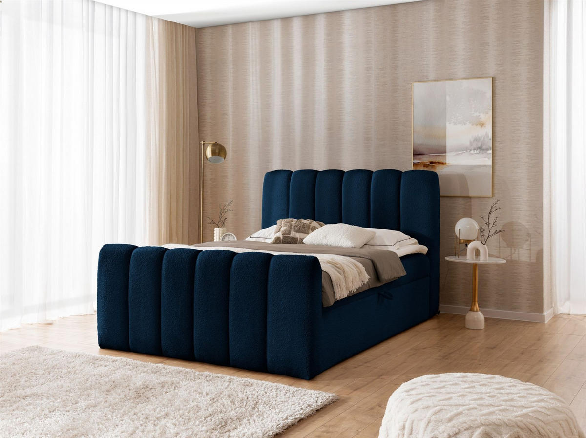 BOXBETT Denis Premium - Blau, Holzwerkstoff/Textil (180/200cm) - Fun Möbel