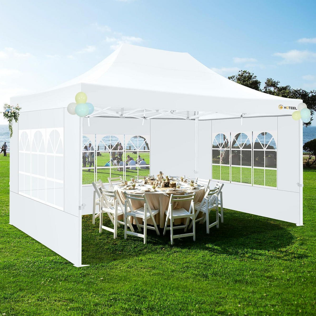FALTPAVILLON 3x4,5m Grau mit 4 Seitenteilen Textil - Weiß, Textil (300/342/450cm)