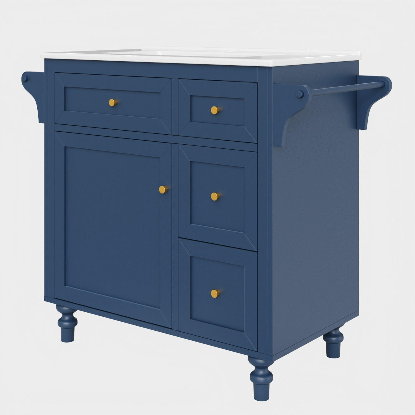 WASCHTISCHKOMBI 99,5/45/86 cm blau aus MDF mit Keramikbecken - Blau, Holzwerkstoff (99.5/86/45cm) - OKWISH