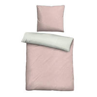 BETTWÄSCHE-GARNITUR Premium Biber Melange UNI rose, 155x200 cm + 80x80 cm - Rosa, Textil (155/200cm) - biberna