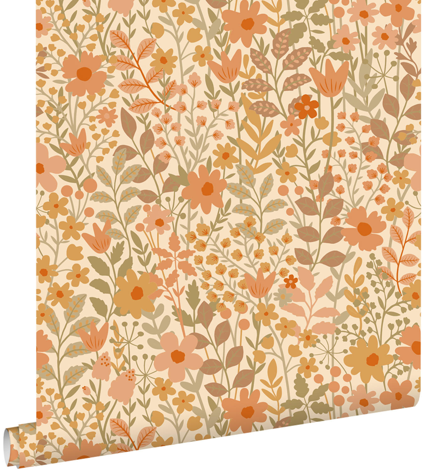 TAPETE Blumen 50 x 900 cm - Orange, Papier (50/900cm) - ESTAhome