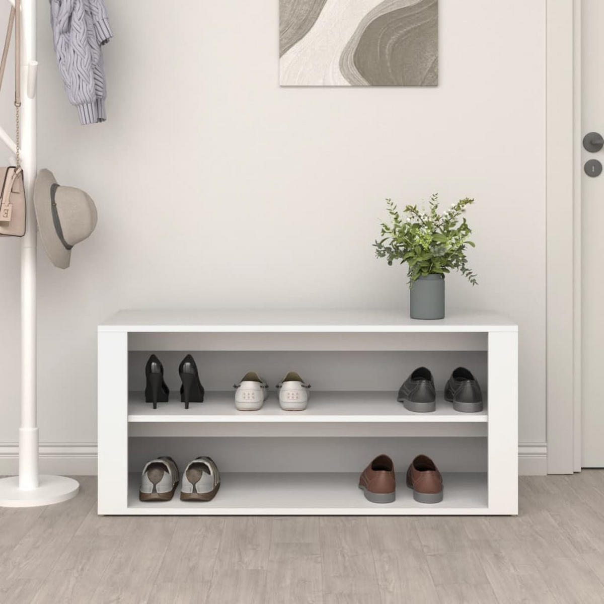 SCHUHREGAL Weiss 100/35/45 Cm Holzwerkstoff - Weiß, Holzwerkstoff (100/45/35cm) - vidaXL