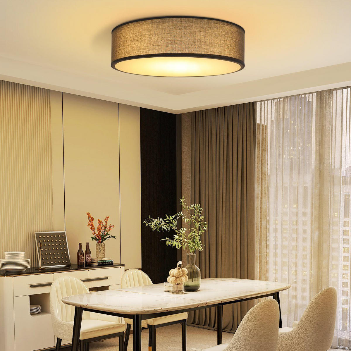 LED-DECKENLEUCHTE Ylrend 30.0/30.0/5.0 cm - Grau, Textil (30/30/5cm) - ZMH