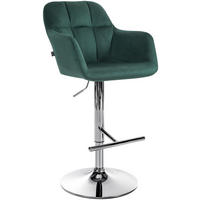 BARHOCKER Samt grün - Chromfarben/Grün, Textil (57/97/59cm) - CLP