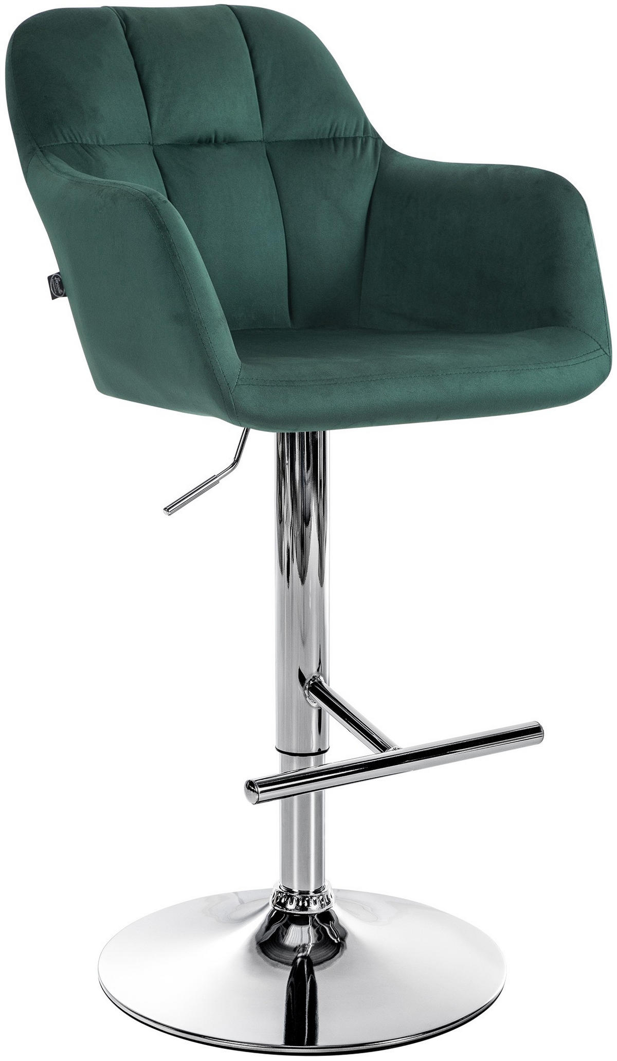 BARHOCKER Samt grün - Chromfarben/Grün, Textil (57/97/59cm) - CLP