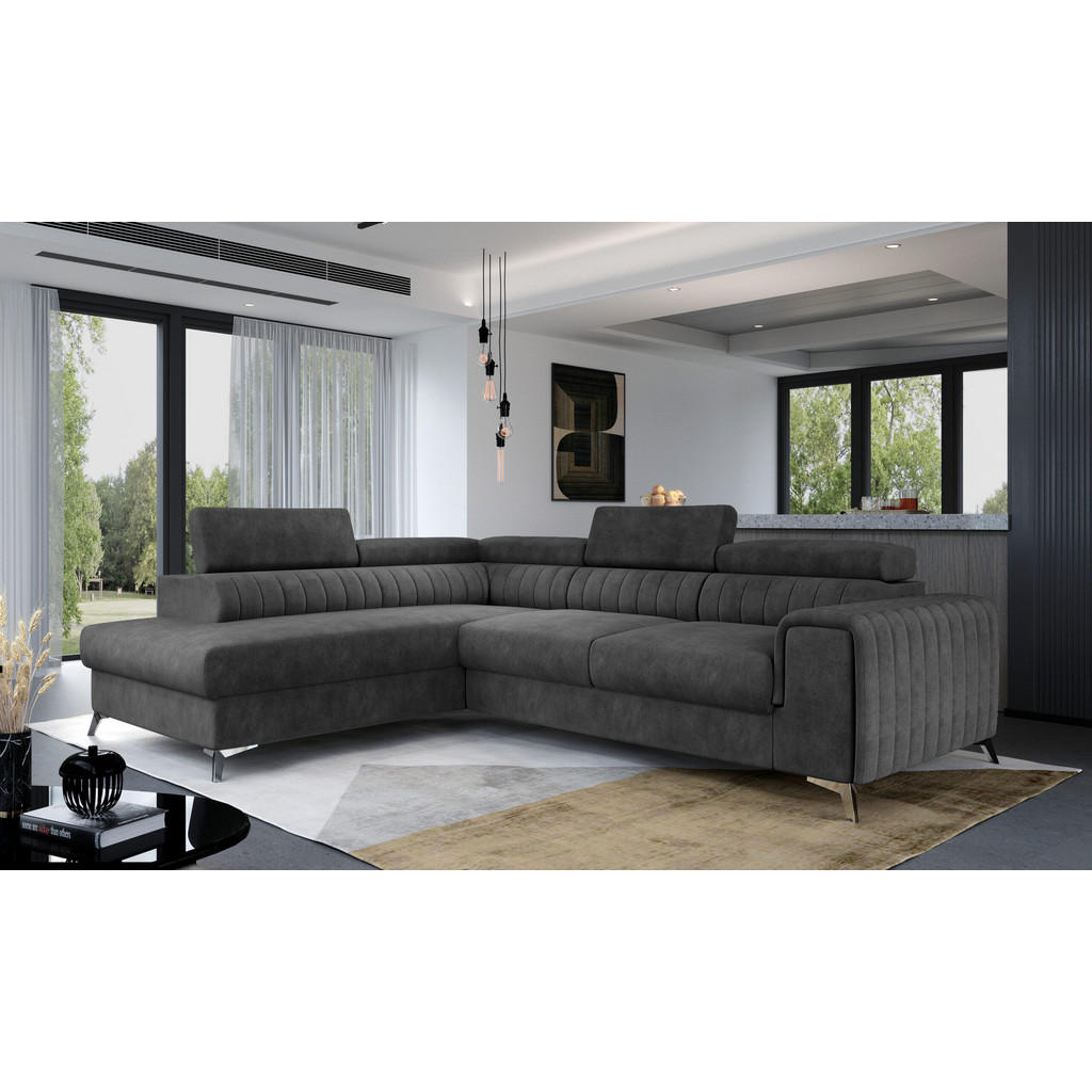 Thumbnail - Möblo Ecksofa, Anthrazit, Textil, 4-Sitzer, L-Form,L-Form, 275x205 cm, Wohnzimmer, Sofas & Couches, Wohnlandschaften, Ec...