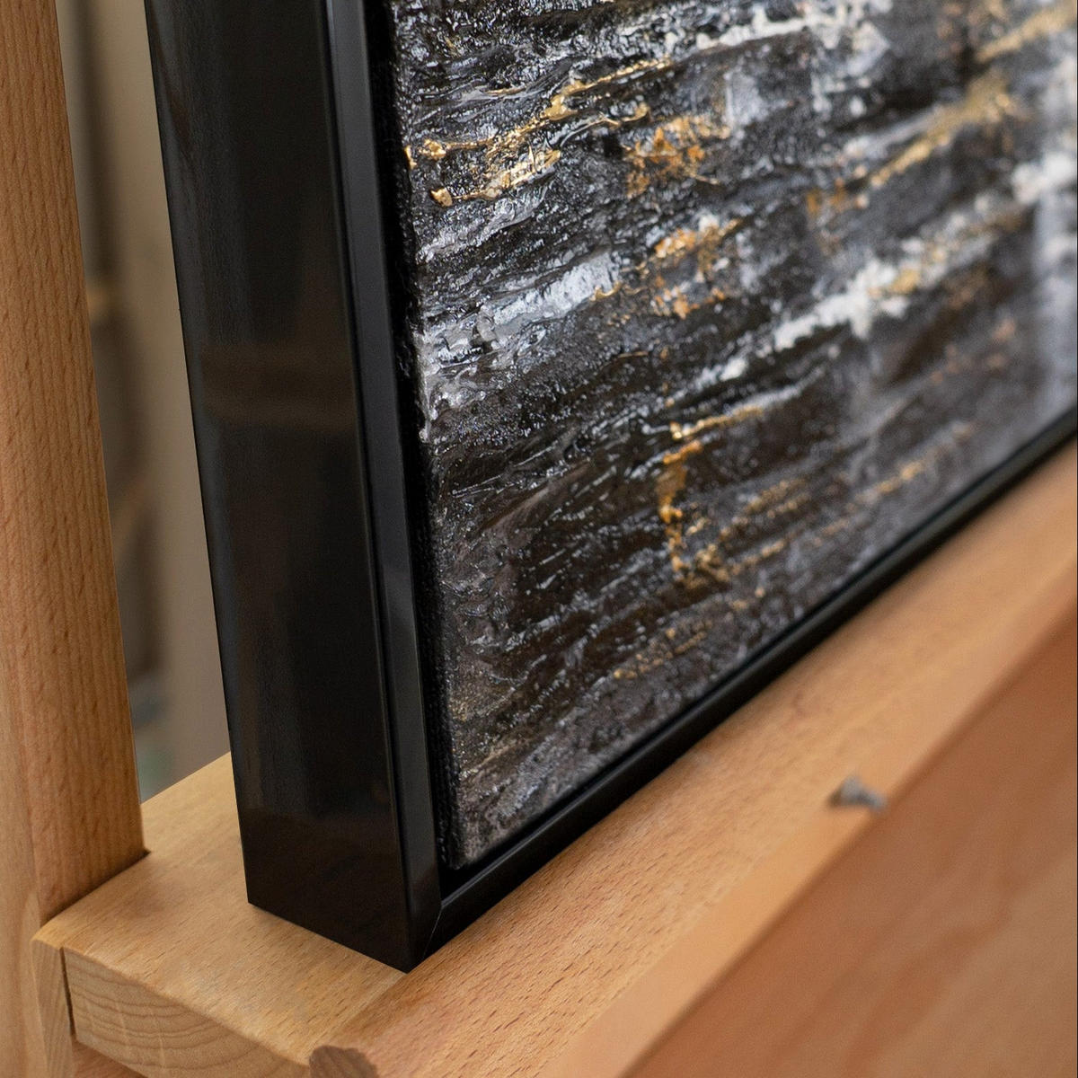 GEMÄLDE Lichter der Stadt Schattenfugenrahmen Schwarz 70x50 cm - Schwarz, Holz (70/50cm) - YS-art gallery