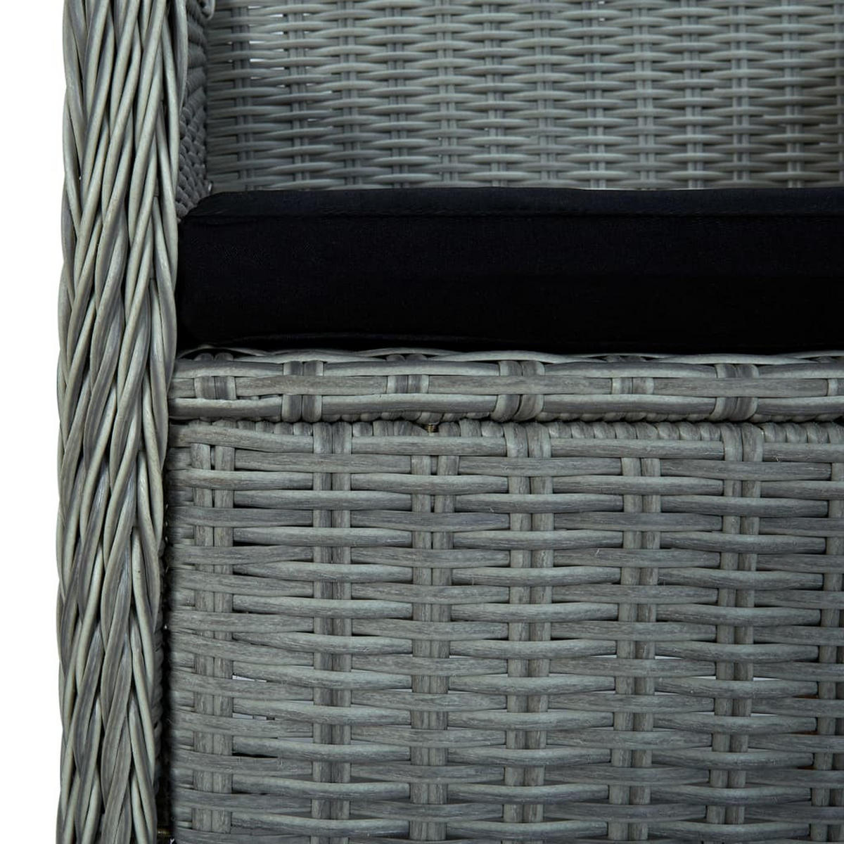 GARTENSTÜHLE mit Schwarz Kissen, 62/65/92 cm, aus Poly Rattan, Hellgrau, 2er-Set - Grau, Kunststoff (65/92/62cm) - vidaXL