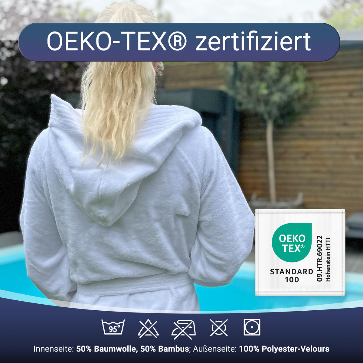 BADEMANTEL, L, 50% Polyester, 50% Baumwolle, Weiß - Weiß, Textil (Lnull) - Zollner