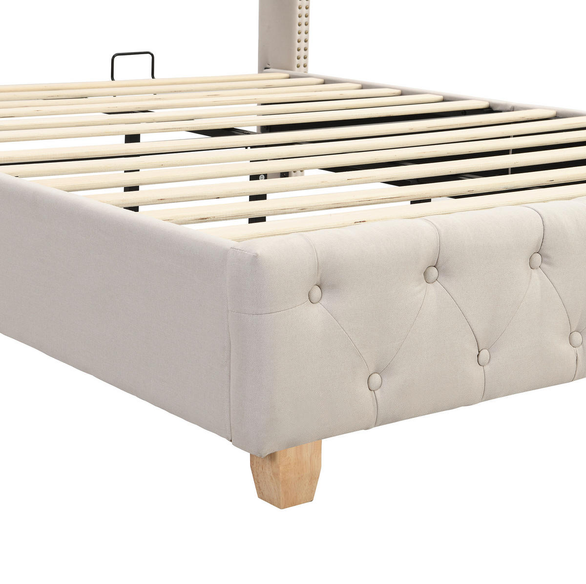 POLSTERBETT mit Lattenrost 140x190 cm Leinen Beige - Beige, Holz (140/190cm) - Meubliv