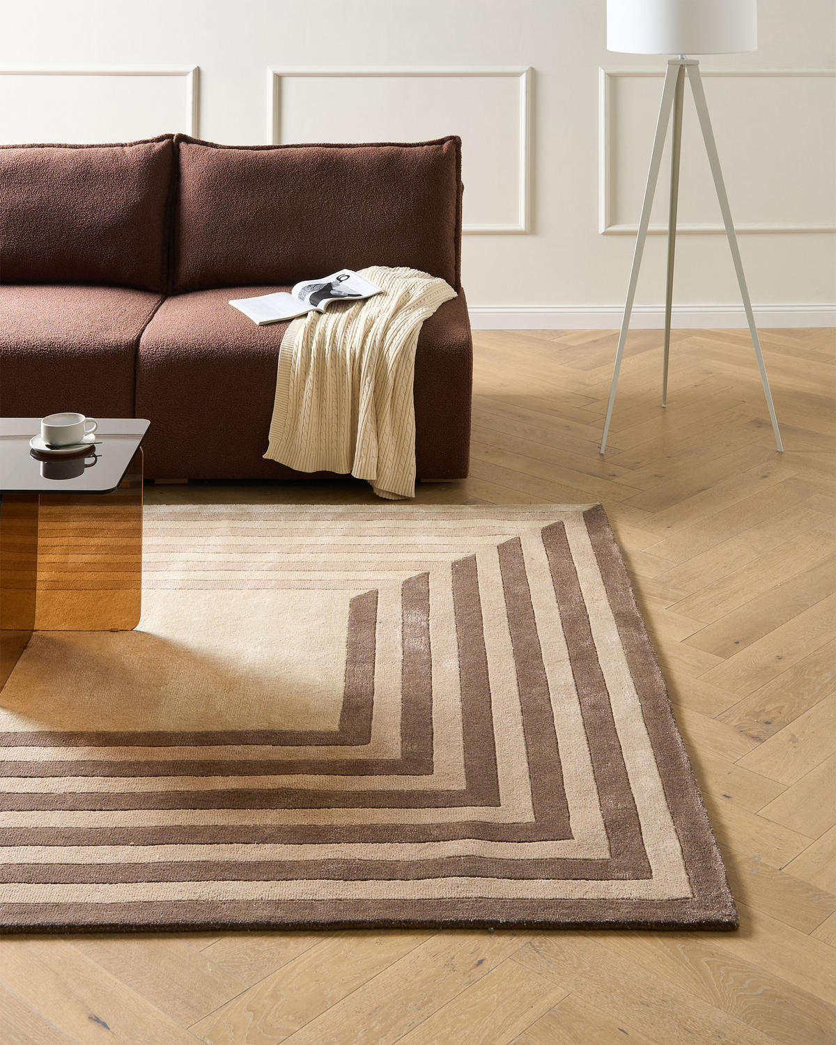 KOBEREC Béžový 200/300 cm Viskóza Sarai - béžová, textil (200/300cm) - Beliani