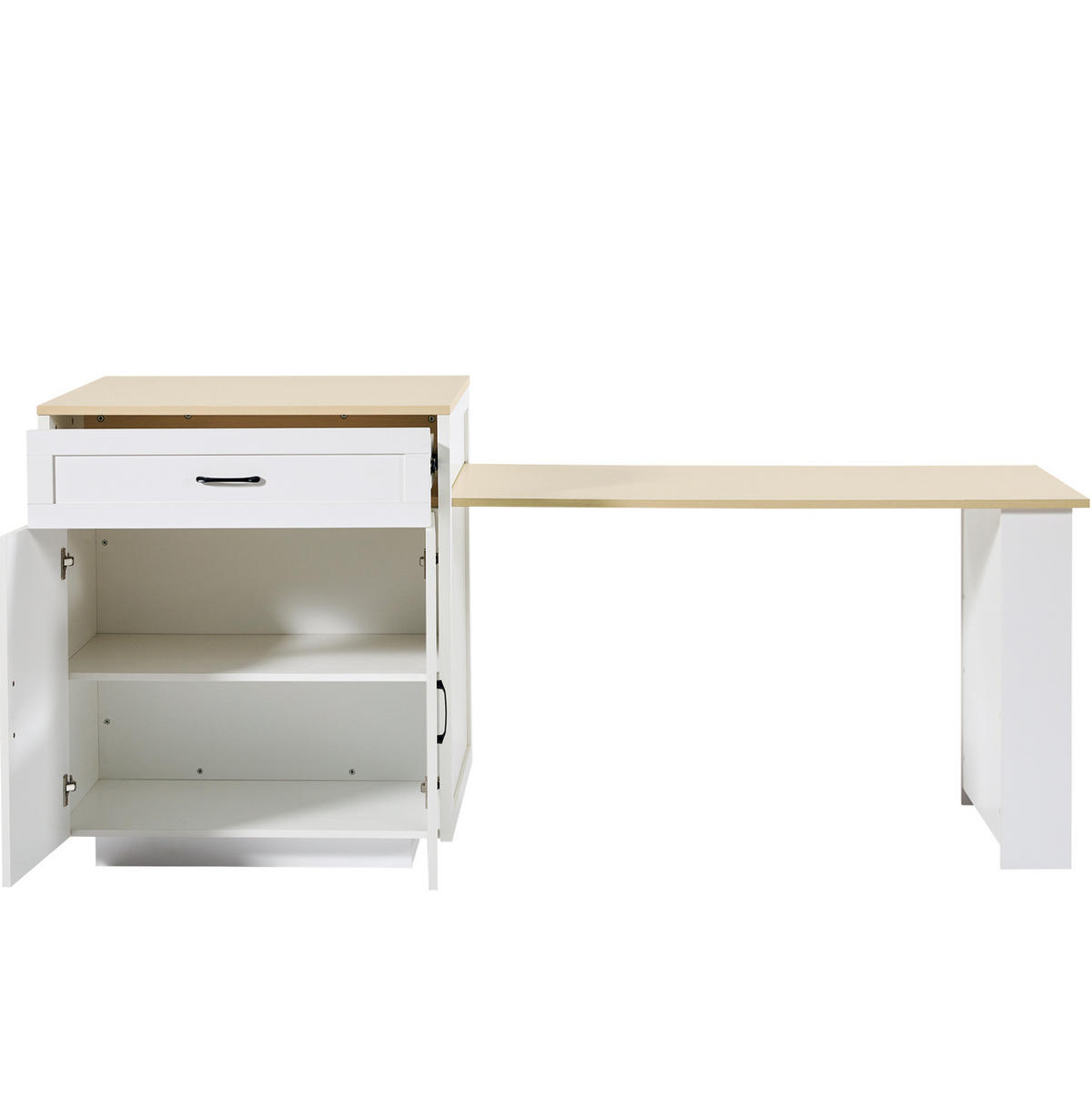 STEHTISCH ausziehbar mit Stauraum 133-202 x 70 x 93,5 cm Weiß - Weiß, Holz (70/93.5/133cm) - Beauniv