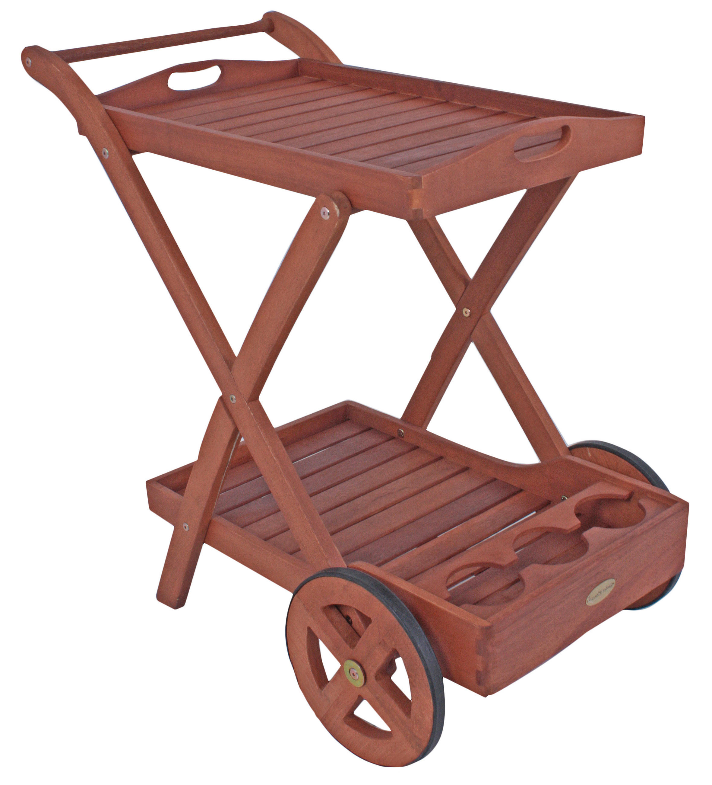 TEEWAGEN Renate 2 Etagen geölt Eukalyptus Natur 80x54x88cm - Hellbraun, Holz (54/80/88cm) - DELUKE