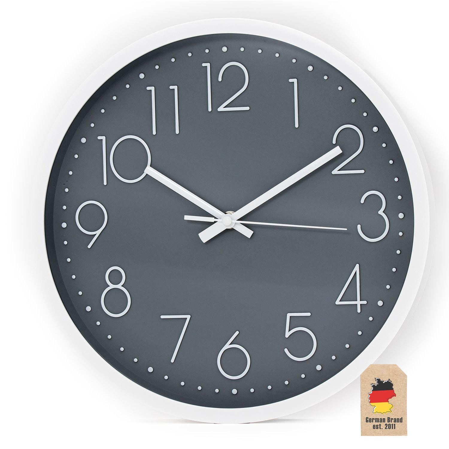 Intirilife Wanduhr Grau 30.5x30.5x4.5 cm