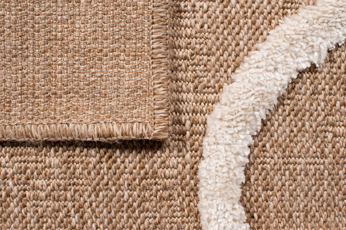 TEPPICH mit Jute-Optik Linien weiß Palma 120x170 cm - Weiß, Textil (150/170cm) - Nazar Rugs