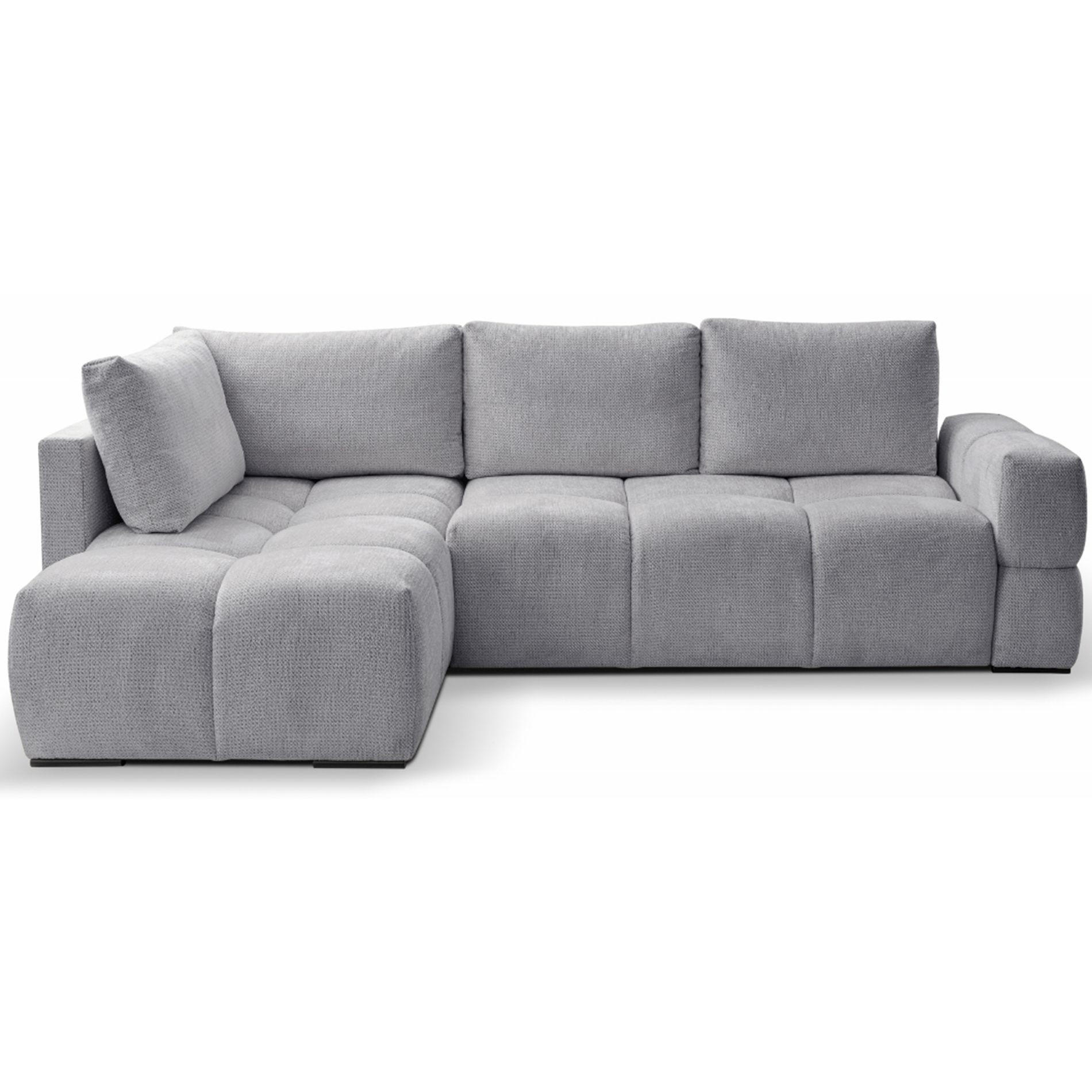 ECKSOFA Taremi mit Chenillebezug Grau, beidseitig - Schwarz/Grau, Textil (267/185cm) - Selsey