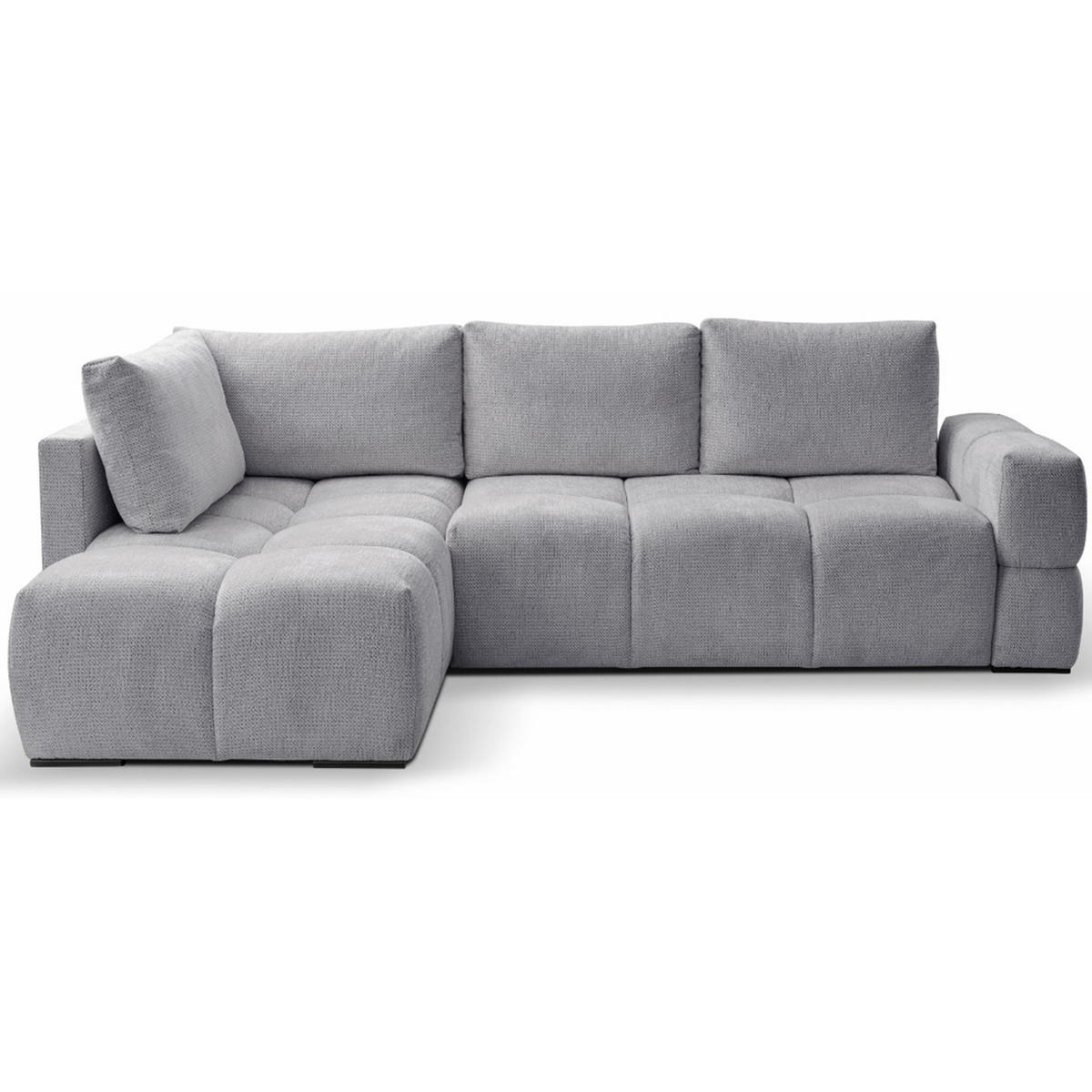 ECKSOFA Taremi mit Chenillebezug Grau, beidseitig - Schwarz/Grau, Textil (267/185cm) - Selsey