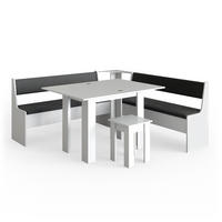 ECKBANKGRUPPE Roman Weiß 180 x 41.5 cm mit Tisch - Anthrazit/Weiß, Holzwerkstoff (180/80/180cm) - Vicco