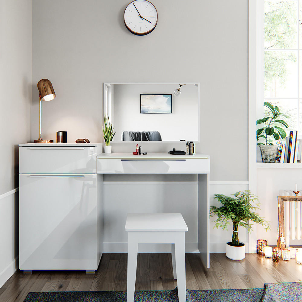 SCHMINKTISCH Lilli Weiß 135 cm - Weiß, Holzwerkstoff (135/90/39cm) - Vicco