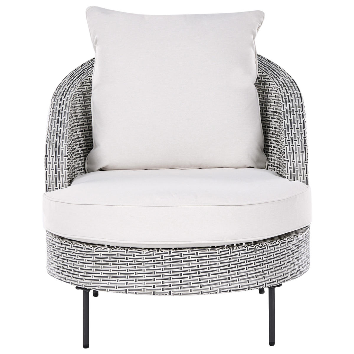 GARTENSESSEL mit Ottomane Polyrattan Grau Arcille - Grau, Kunststoff (80/80/93cm) - Beliani