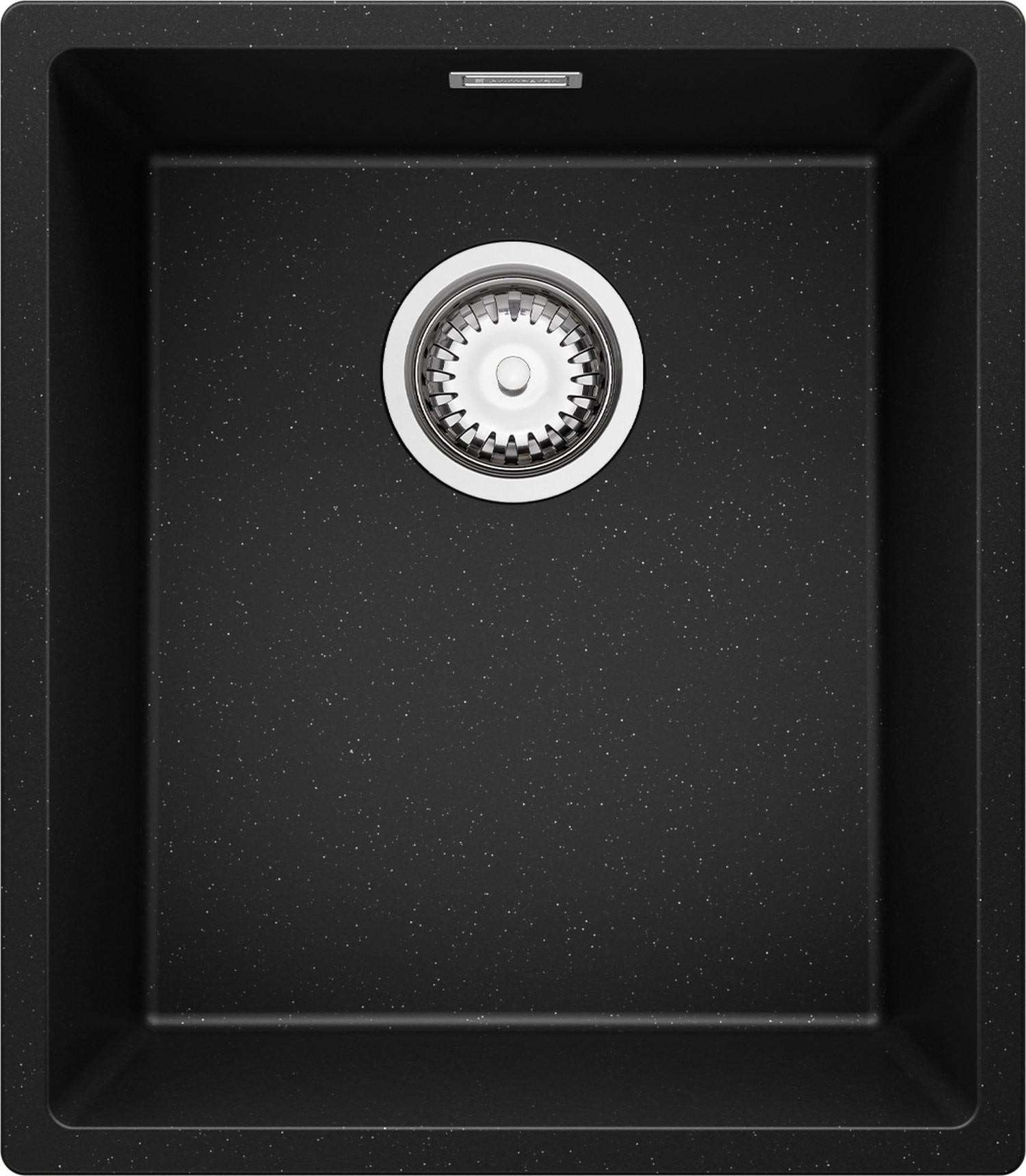 SPÜLBECKEN London Slim, 2-er set Schwarz Metallic 41/47 cm 1 Becken + Ablauf-Set ab 45er Unterschrank - Chromfarben/Schwarz Hochglanz, Kunststoff (41/20/47cm) - Primagran