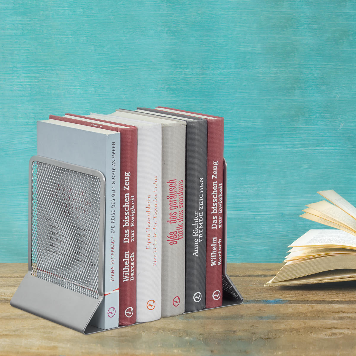 2XPODPORA kníh - strieborná, kov (10.5/16.5/13.2cm) - Relaxdays