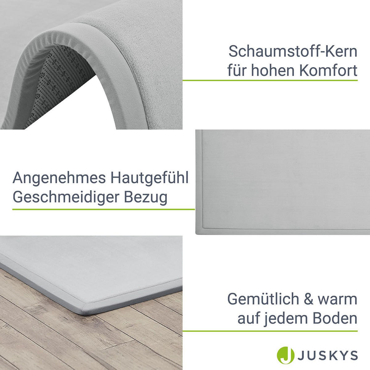 SPIELMATTE Maila grau 220 x 180 cm - Grau, Textil (180/2/220cm) - Juskys