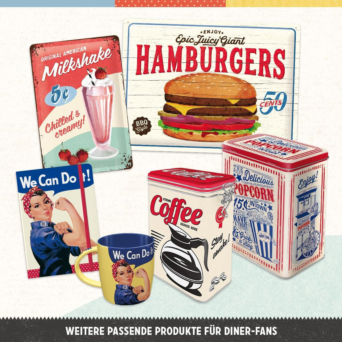 BLECHSCHILD 30/40 cm Best Burger in Town - Multicolor, Metall (30/40/0.2cm) - Nostalgic-Art