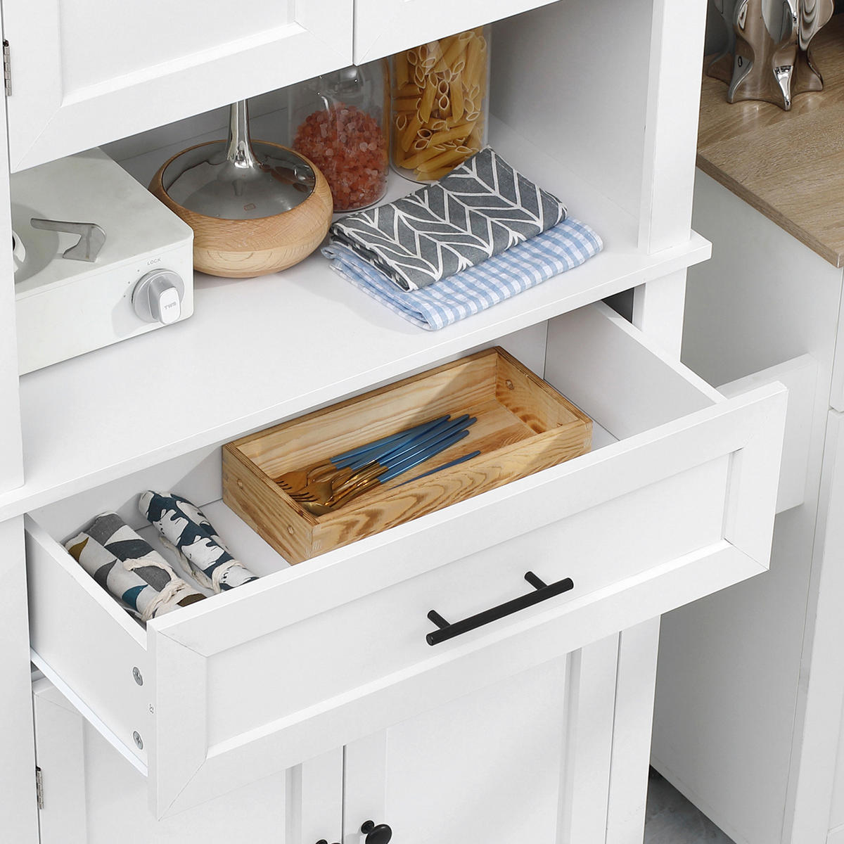 KÜCHENSCHRANK Weiß, 4 Türen, 1 Schublade, 74/39,5/183 cm - Weiß, Holzwerkstoff (74/183/39.5cm) - PANGIVO