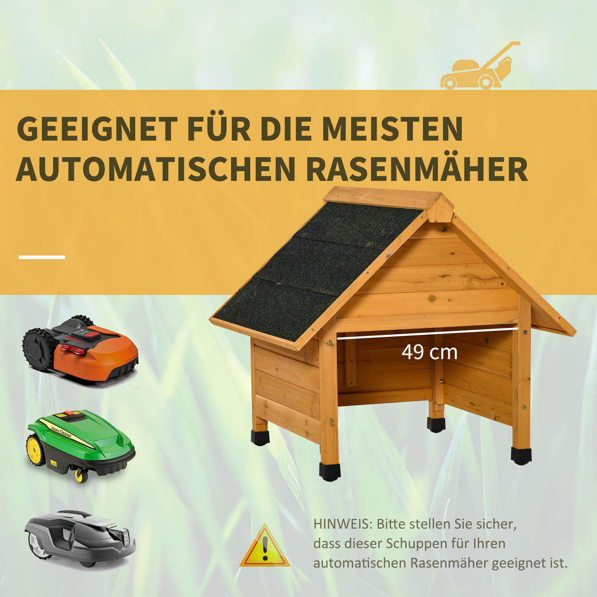 MÄHROBOTERGARAGE Tannenholz Gelb - Gelb, Holz (76/70/75cm) - Outsunny