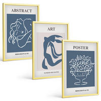BILDER SET 3er Set - 40x60 cm Goldrahmen - Matisses stilvolle abstrakte Muster - Goldfarben, Kunststoff (40/60cm) - TULUP