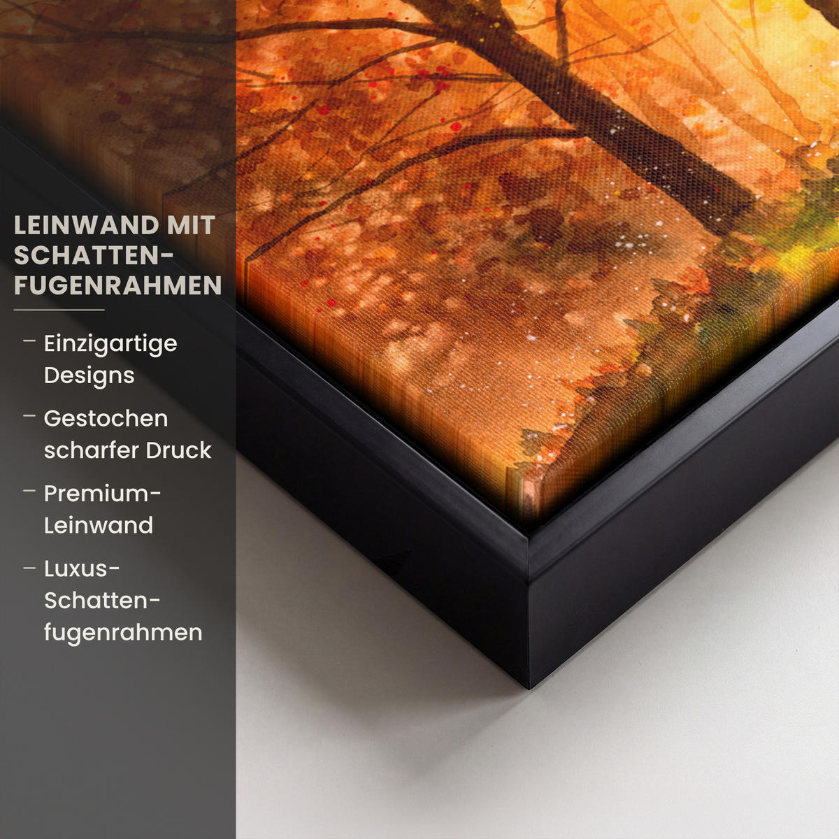 LEINWAND Bilder mit Rahmen - Natur - Ölfarbe - Hirsche - Tiere - Herbst - Orange - 30x20 - Orange, Textil (30/20cm) - MuchoWow