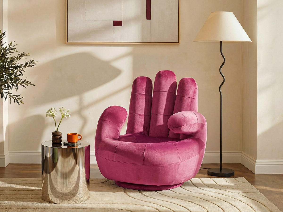 SESSEL mit gerader Rückenlehne - 1 Person - Stoff, Samt - Pink Fuchsia - - Pink, Textil (82/89/78cm) - Vente-Unique