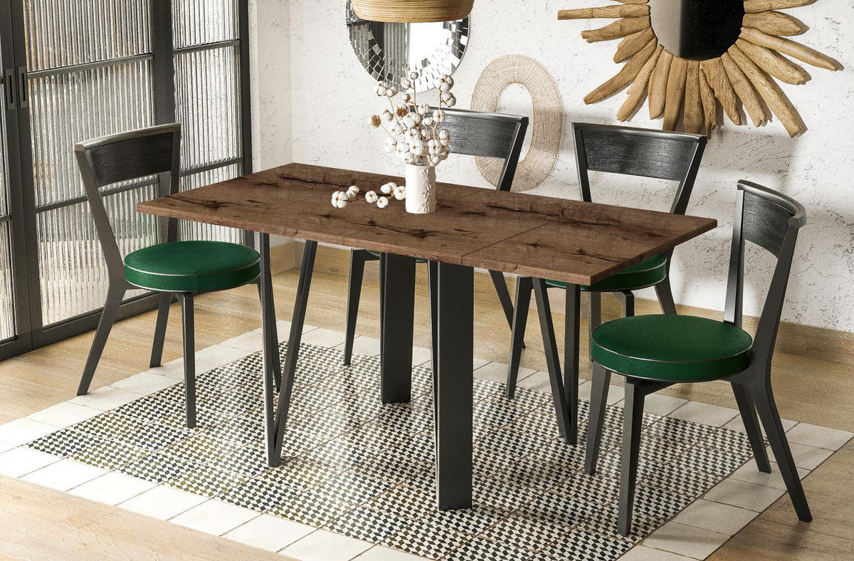ESSTISCH Adeo ausziehbar bis 170 cm - Mooreichefarben, Holzwerkstoff (80/80/76cm) - Endo-Moebel
