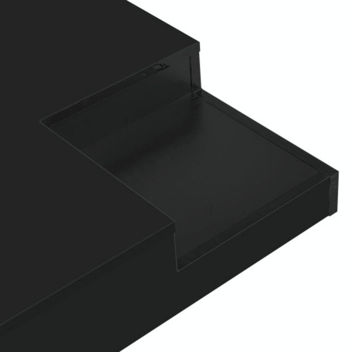 COUCHTISCH Schwarz-weiß aus Spanplatte mit Hochglanzoberfläche und LED-Streifen 72×72×30 cm - Schwarz, Holzwerkstoff (72/72/30cm) - Luhomfu